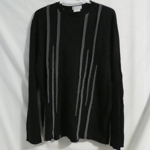 BILANCIONI Other - BILANCIONI | Made In Italy | Black Pullover Sweater W/ Grey Stripes Front & Back